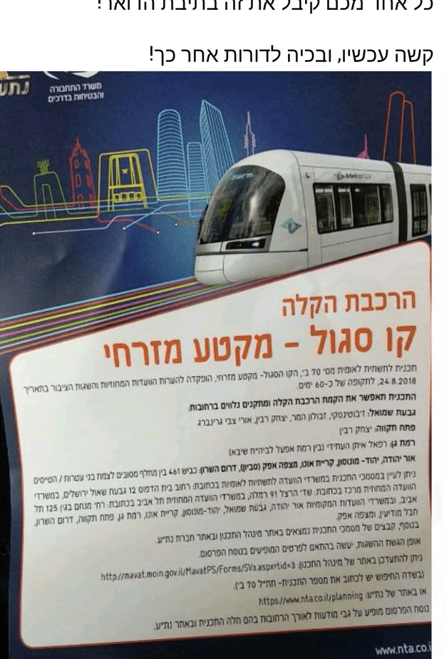 תושבים נגד הרכבת הקלה